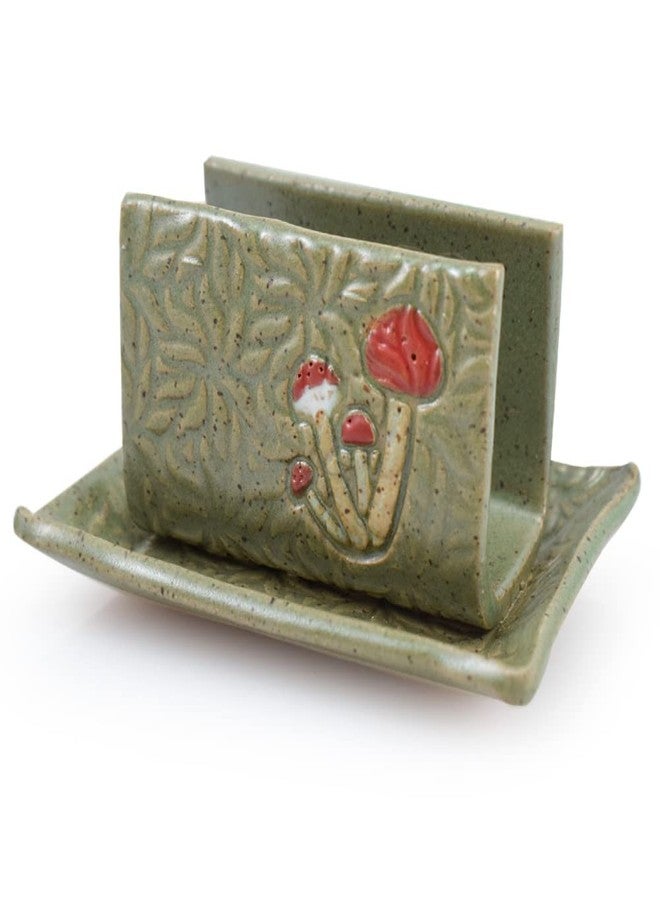 Modern Artisans Retro Earthy Green Mushroom Sponge Holder, American Handmade Pottery - Image 1